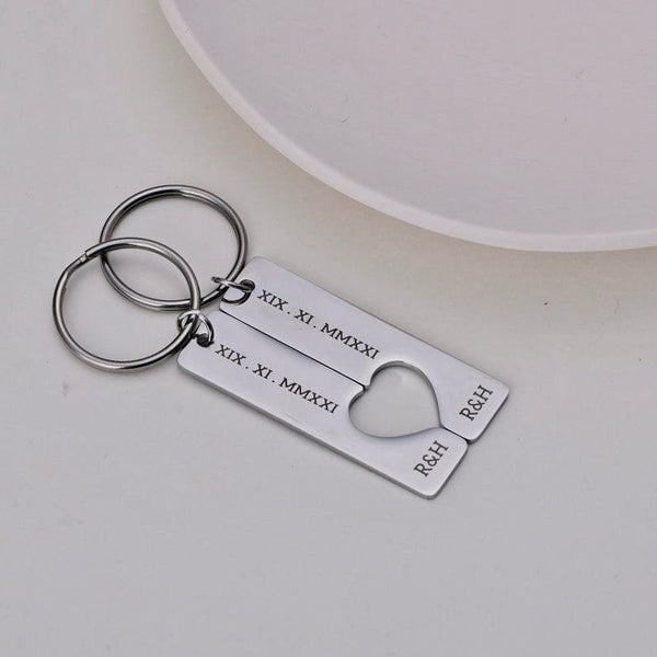 Couple Heart Keychain