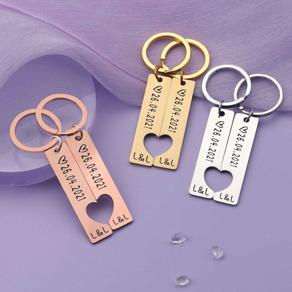 Couple Heart Keychain
