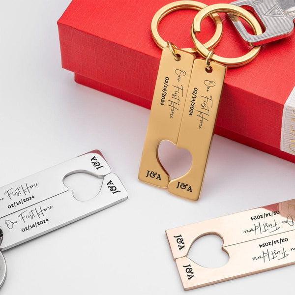 Couple Heart Keychain