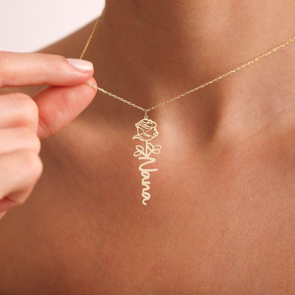 Floral Script Necklace