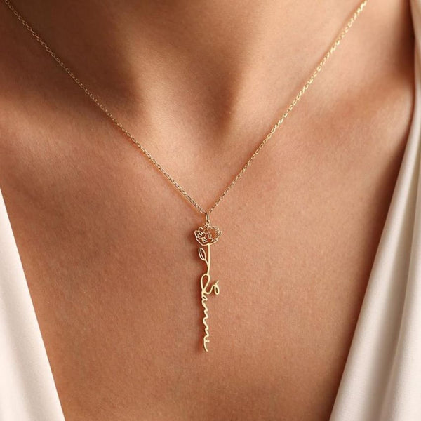 Floral Script Necklace
