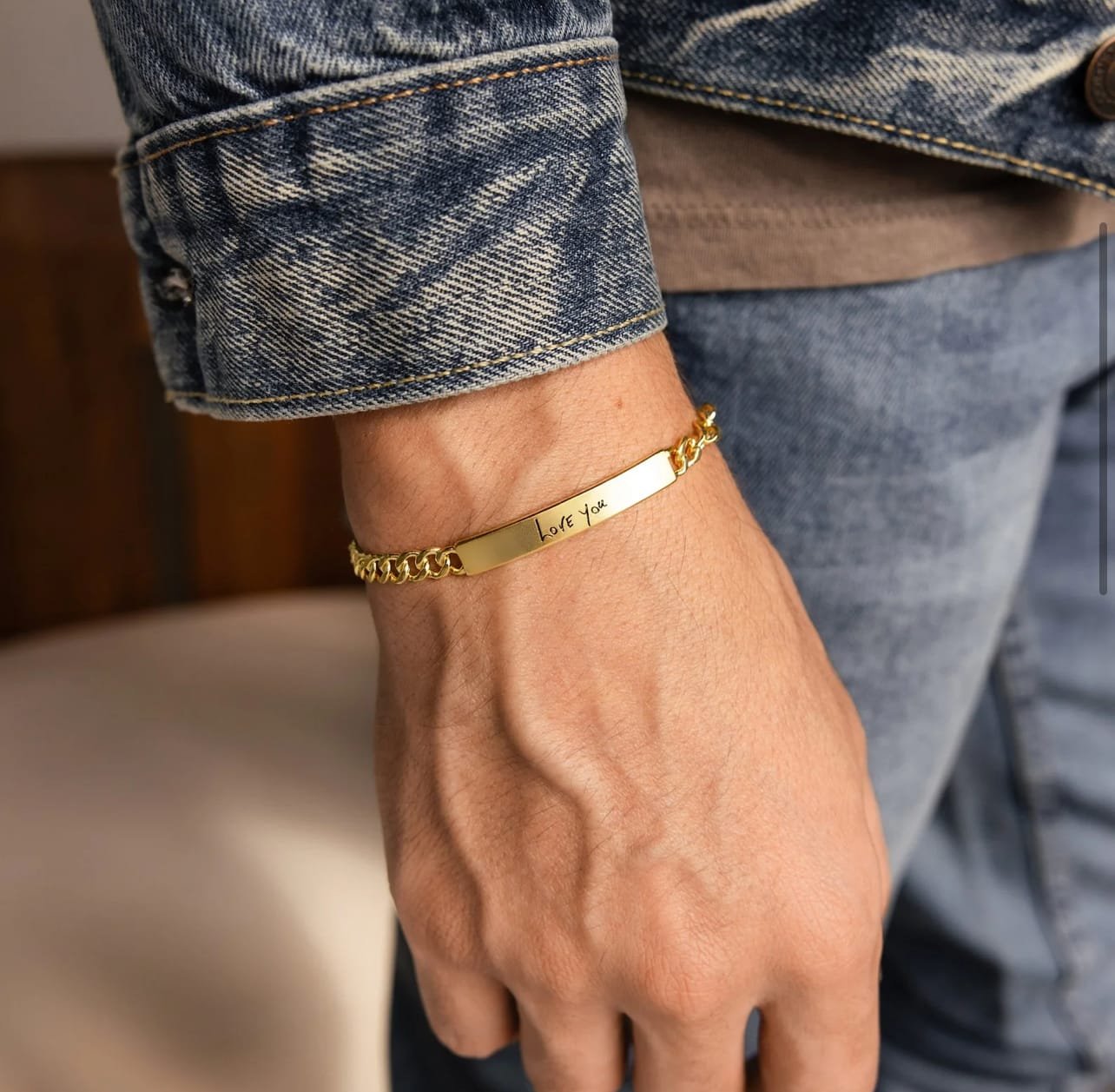 Men’s Engraved Bar Bracelet