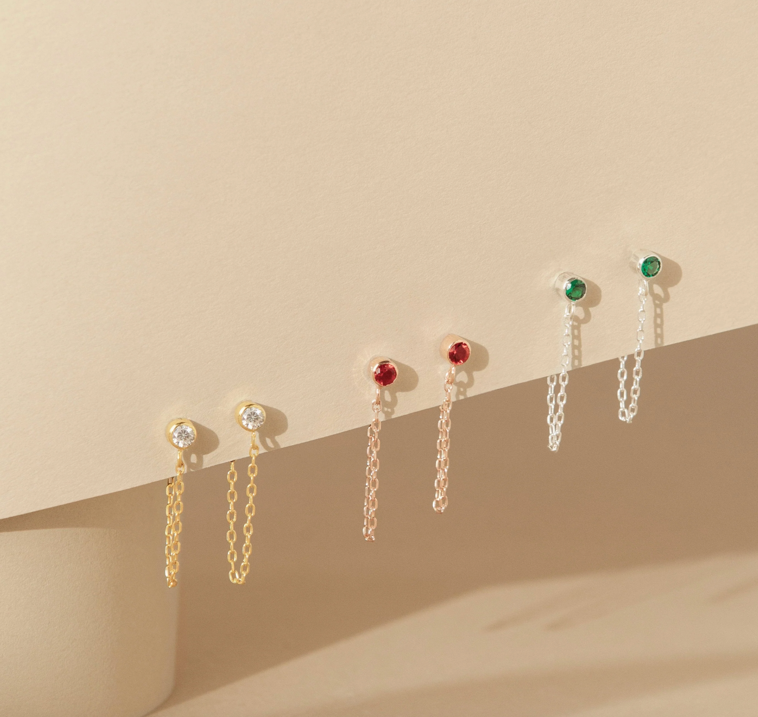 Birthstone Chain Studs