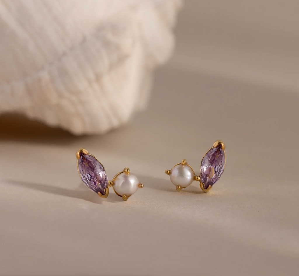 Marquise & Pearl Studs