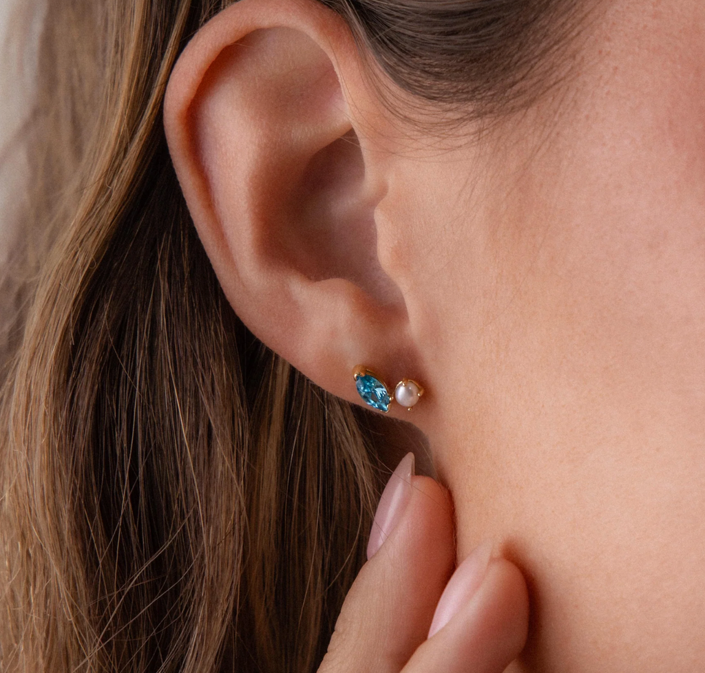 Marquise & Pearl Studs