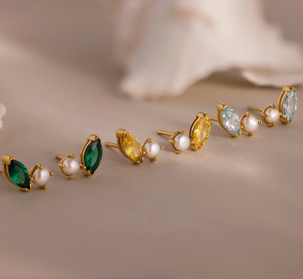 Marquise & Pearl Studs