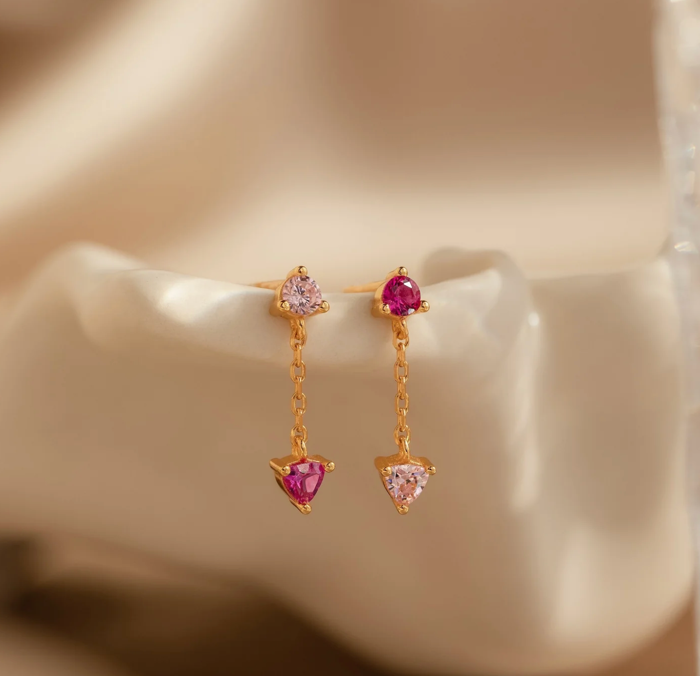 Mixed Pink Drop Earrings