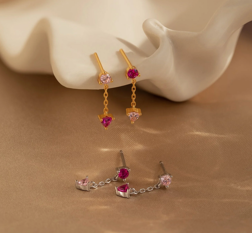 Mixed Pink Drop Earrings