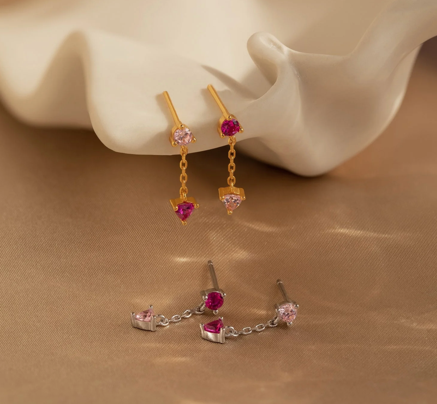 Mixed Pink Drop Earrings