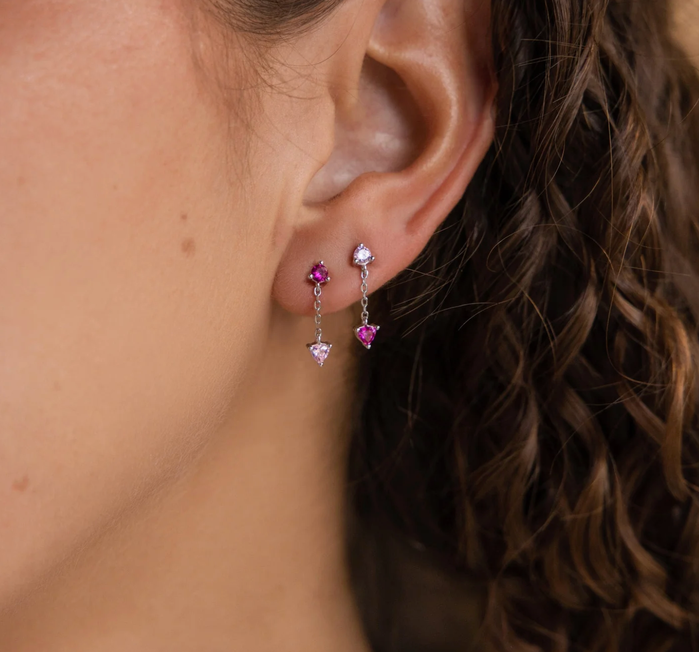 Mixed Pink Drop Earrings
