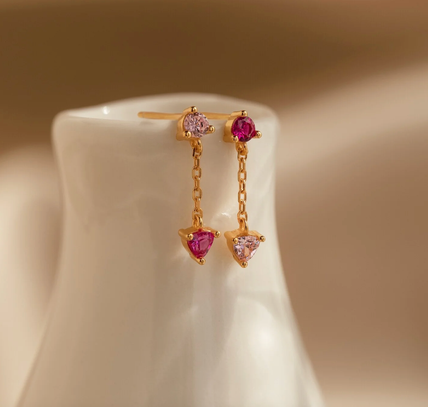 Mixed Pink Drop Earrings