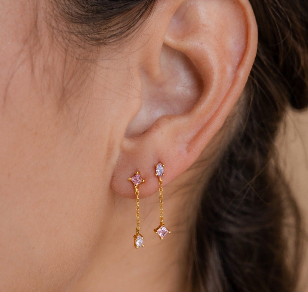 Mixed Crystal Drop Earrings