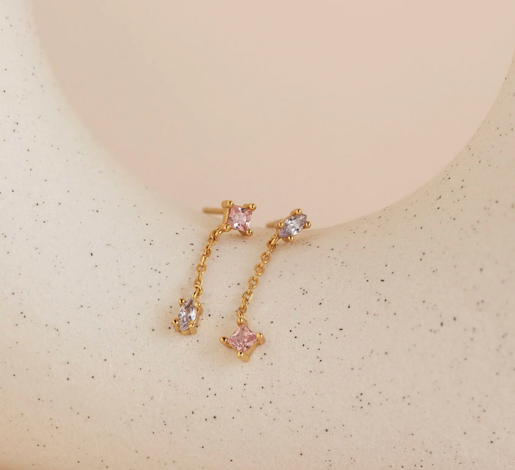 Mixed Crystal Drop Earrings