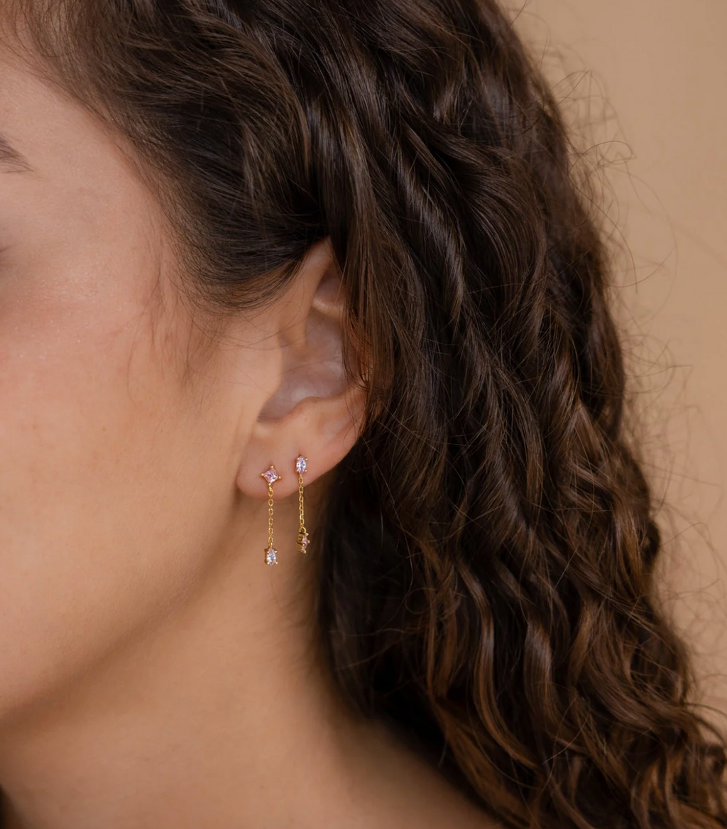 Mixed Crystal Drop Earrings