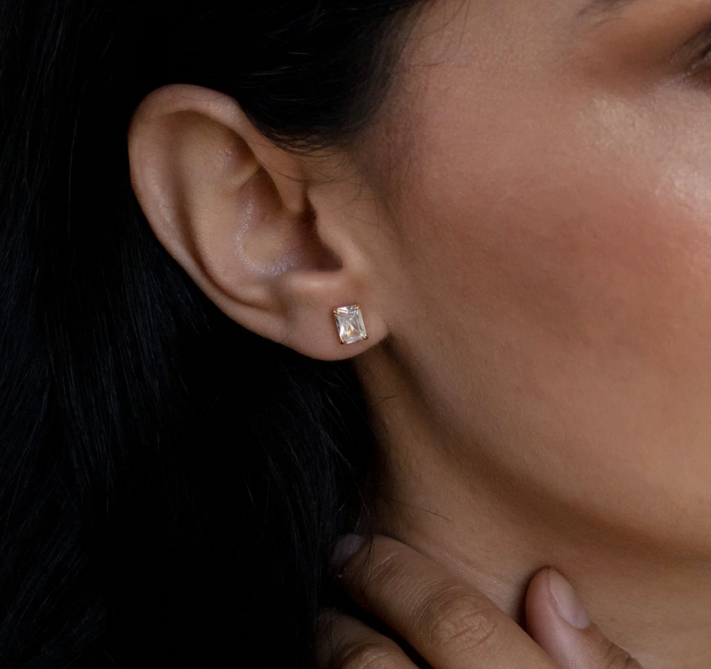 Emerald Diamond Studs