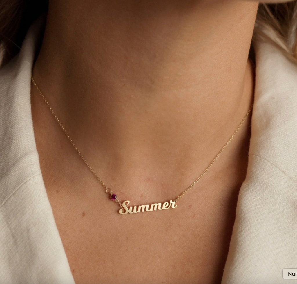 Birthstone Name Necklace