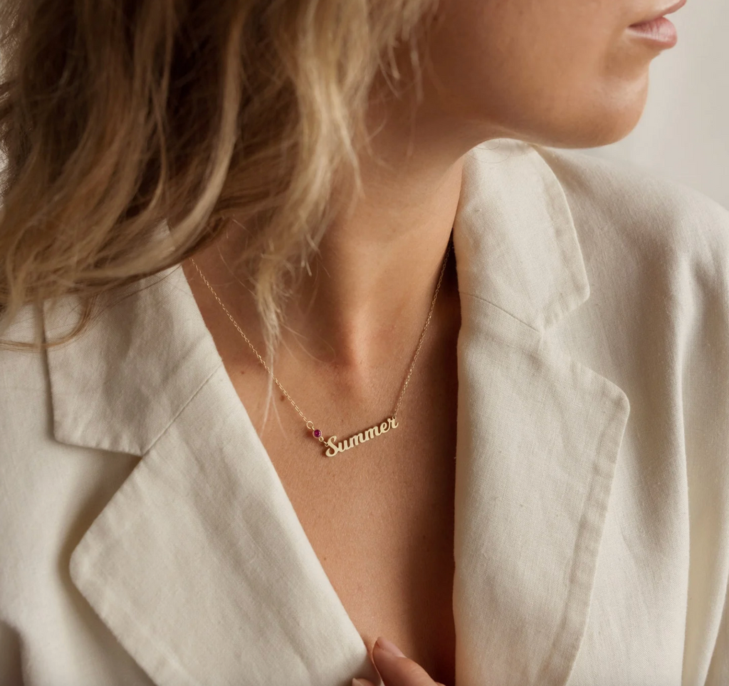 Birthstone Name Necklace