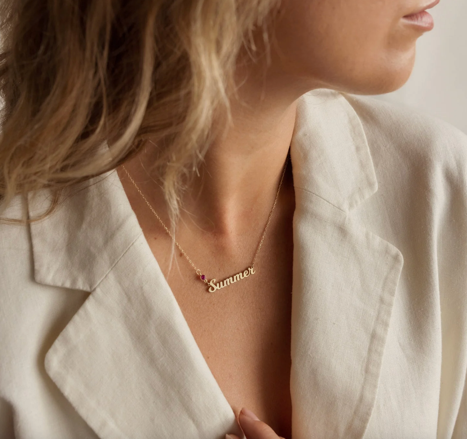 Birthstone Name Necklace