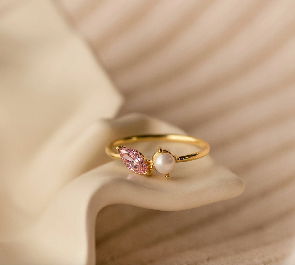 Marquise Birthstone & Pearl Ring