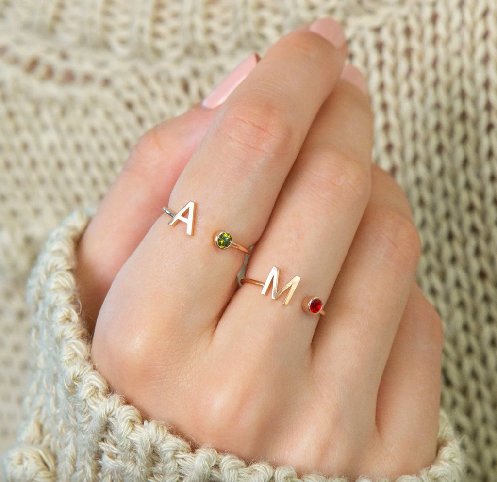 Initial Birthstone Ring