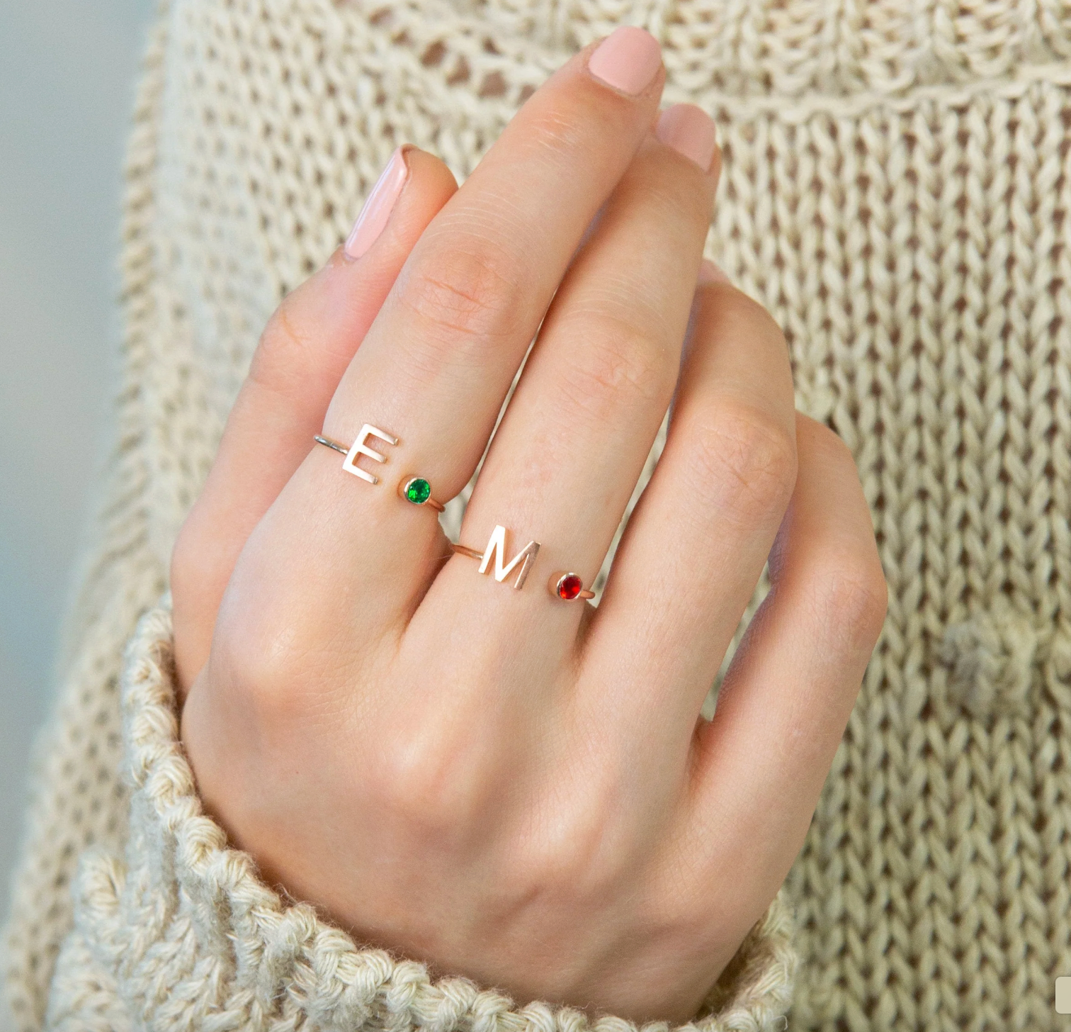 Initial Birthstone Ring